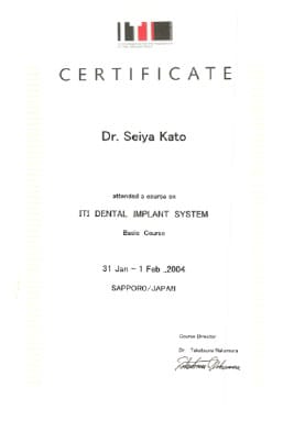 CERTIFICATE CENTAL IMPLANT SYSTEM